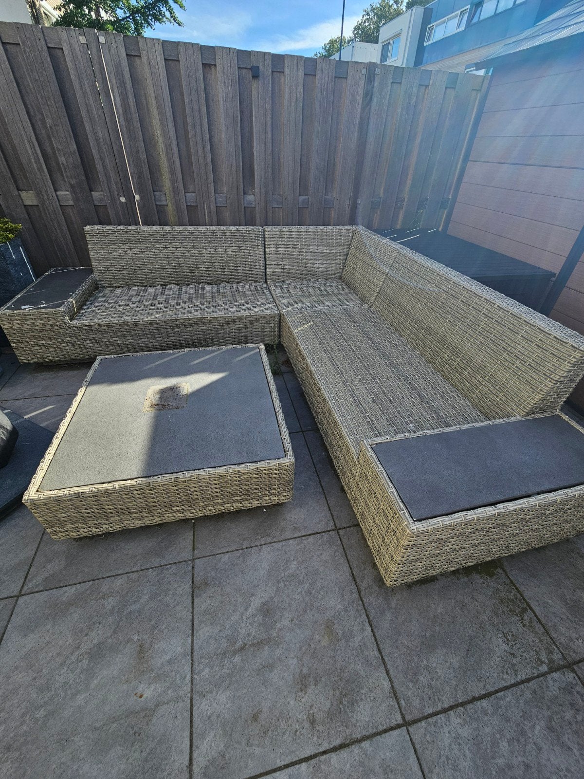 Nogaro Loungeset met kussenbox - Grijs/Off-white, Ophalen, Gebruikt, Kunststof