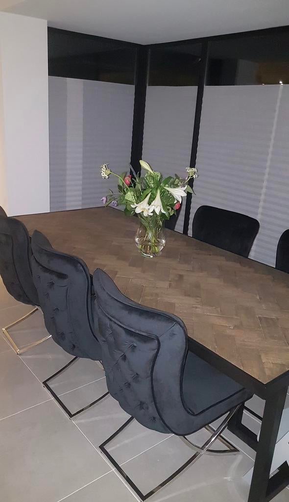 Eettafel richmond Herringbone, Ophalen, Industrieel/ .., 75 cm of meer, 200 cm of meer