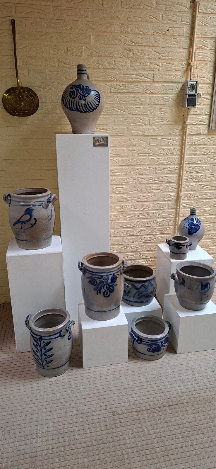Antieke Keulse zoutglazuur aardewerk potten en kruik, Antiek en Kunst, Ophalen