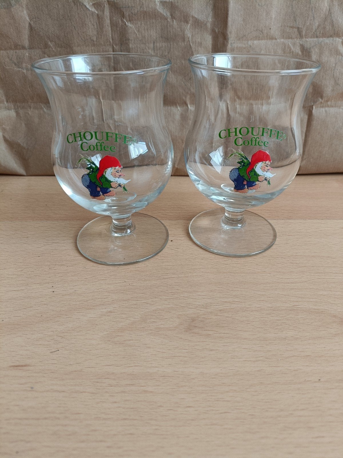 2 Chouffe coffee glazen, Ophalen of Verzenden, Zo goed als nieuw, Glas of Glazen, Overige merken