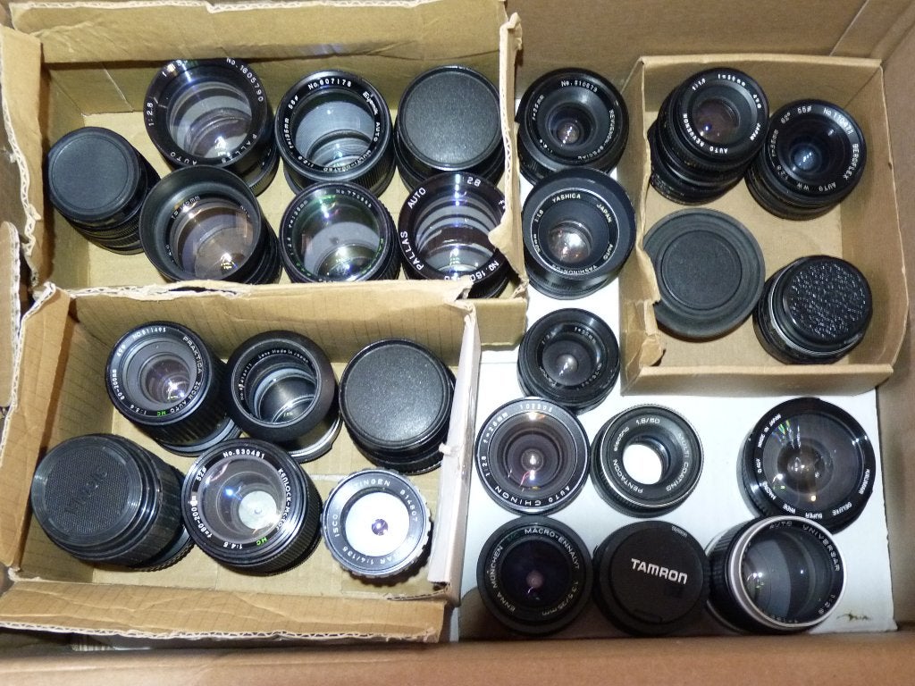 25x M42 lenzen Pentax, Yashica, Practica, Mamiya, Fujica, M42, Gebruikt, Standaardlens, Beschermhoes/tas