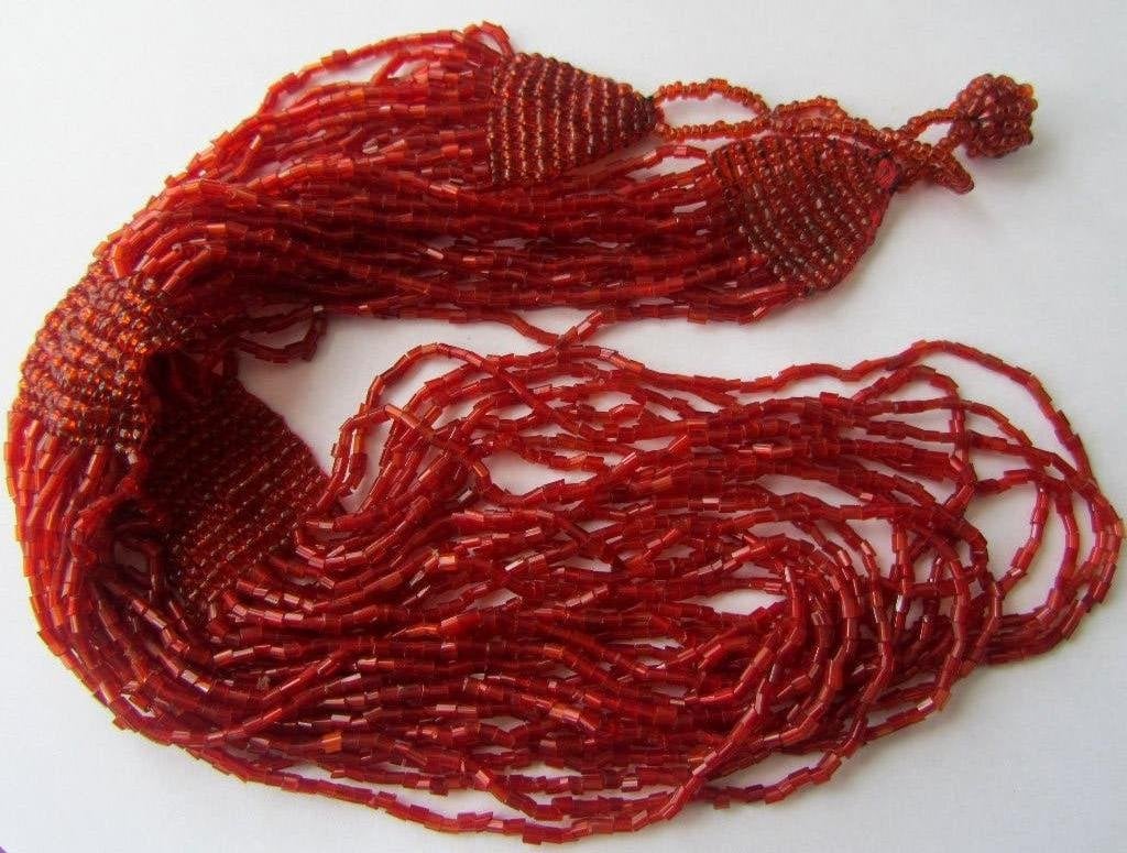Vintage Tsjechische glas kraal gehaakte Rocailles ketting, Verzenden, Zo goed als nieuw, Overige materialen