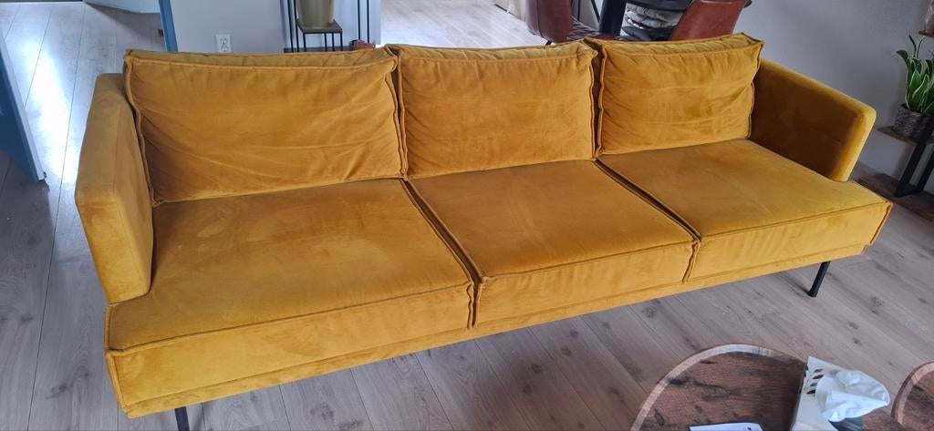 Okergele bank, zit heerlijk van Sissy boy, Ophalen, Gebruikt, Driepersoons, 75 tot 100 cm