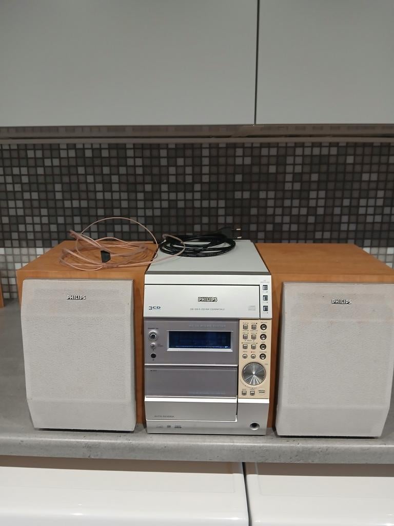 Philips Stereoset met 3-CD-wisselaar en speakers, Philips, Gebruikt, Ophalen of Verzenden, Tuner of Radio