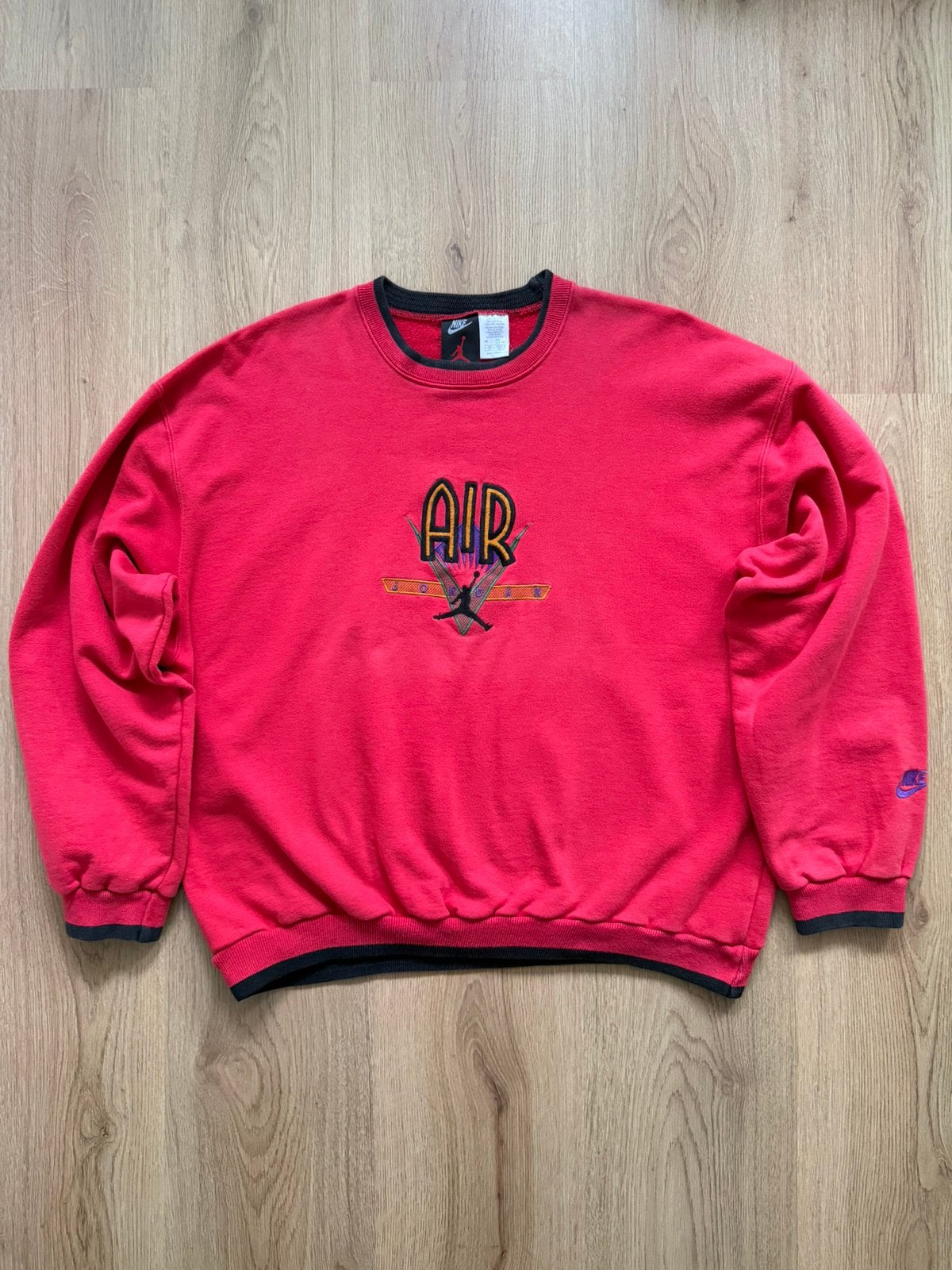 Nike Air Jordan Vintage 90’s Rood Sweatshirt Pullover - M, Maat 48/50 (M), Nike, Ophalen of Verzenden, Gedragen