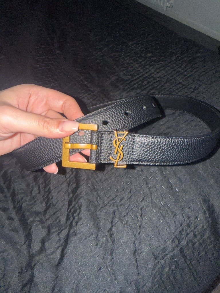 Yves Saint Laurent Cassandre belt riem YSL echt leer 90cm, Ophalen of Verzenden, Nieuw, Zwart, Overige typen