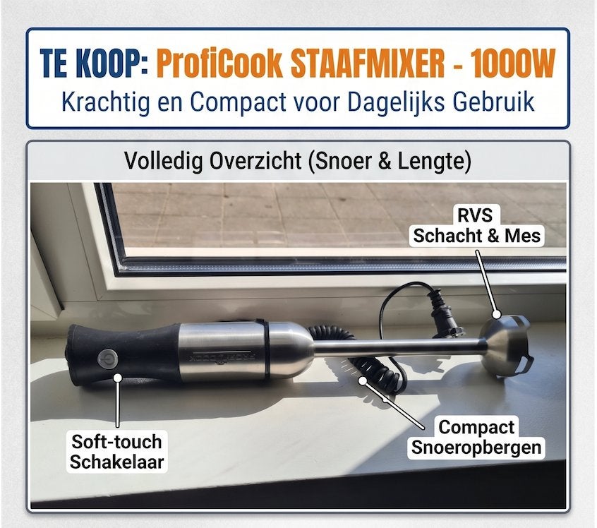 ProfiCook staafmixer PC-SM 1094 – 1000W RVS staafmixer, Ophalen of Verzenden, Gebruikt, Blender