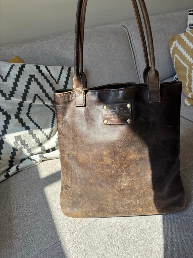 O my bag - Paper Bag Formaat - Donkerbruin Leer, Sieraden, Tassen en Uiterlijk, Tassen | Damestassen, Ophalen of Verzenden, Gebruikt