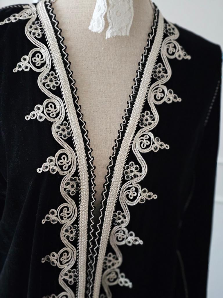Elegante Marokkaanse fluwelen jellaba - Maat 38/40, Overige typen, Zwart, Onbekend, Gedragen