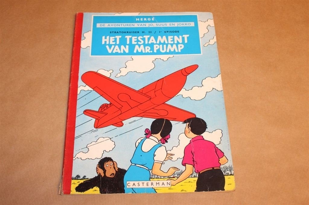 Jo Suus en Jokko - Testament van Mr Pump - Hergé Oude druk, Boeken, Eén stripboek, Ophalen of Verzenden, Zo goed als nieuw