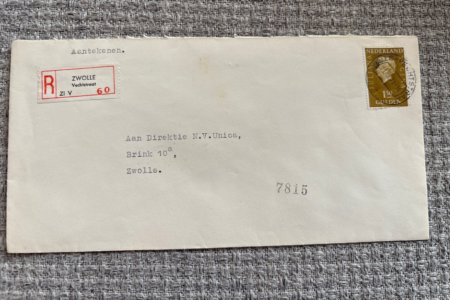 Aangetekende envelop Zwolle 1971 met Juliana postzegel, Postzegels en Munten, Ophalen of Verzenden, Envelop