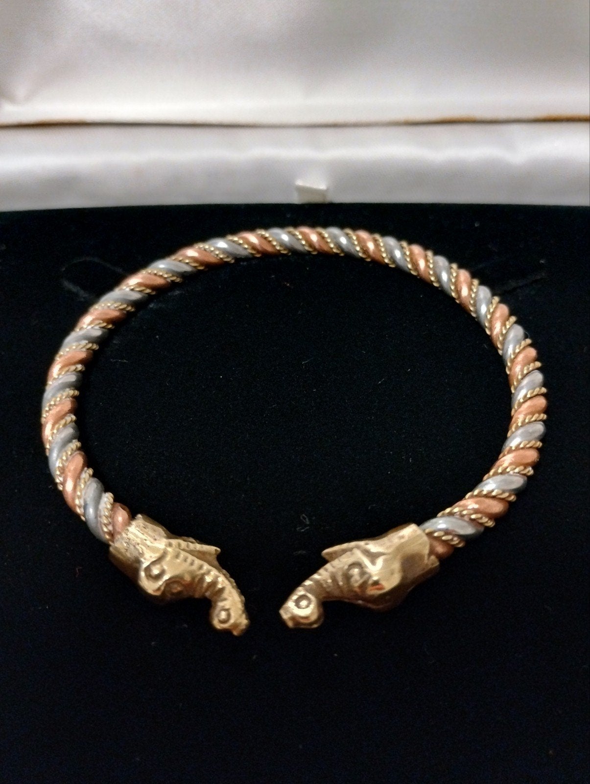 Vintage jaren zeventig drie kleurige manchet armband, Ophalen of Verzenden