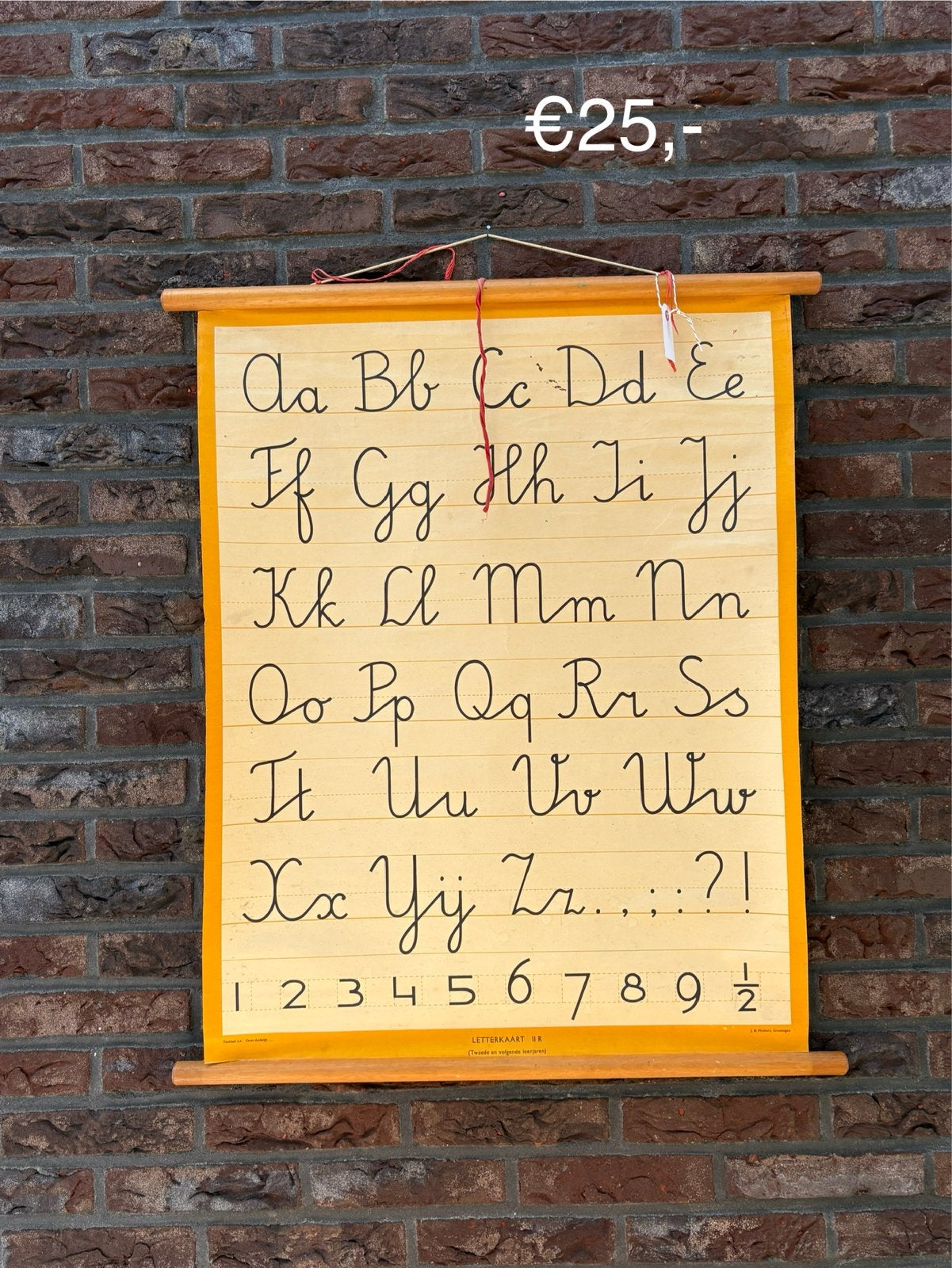 Vintage Letterkaart Schoolplaat Alfabet Cursief Schrijven, Ophalen of Verzenden, Overige thema's