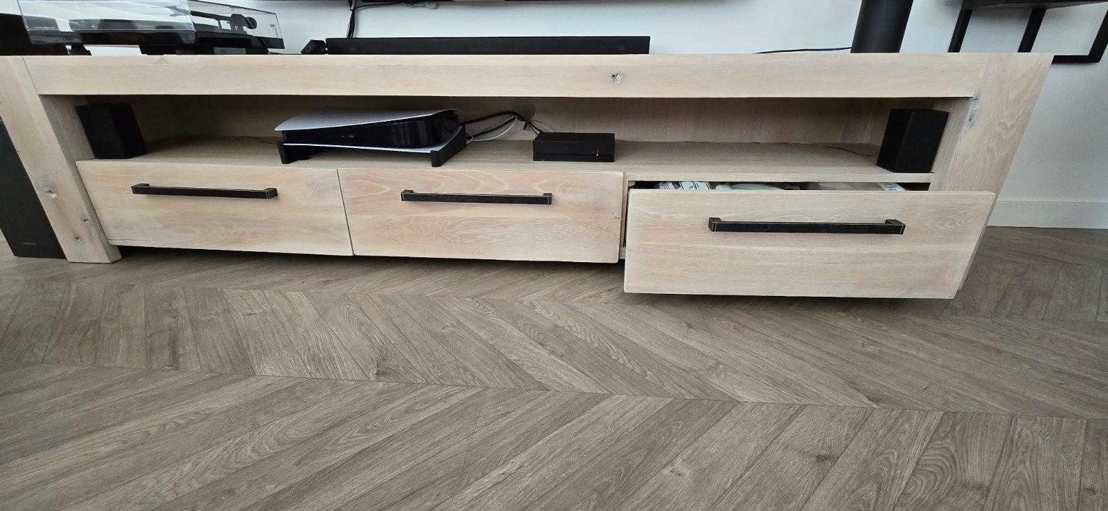 Eikenhouten Boekenkast, TV-meubel en Eetkamertafel, Huis en Inrichting, Ophalen, Met plank(en), 200 cm of meer, Eikenhout