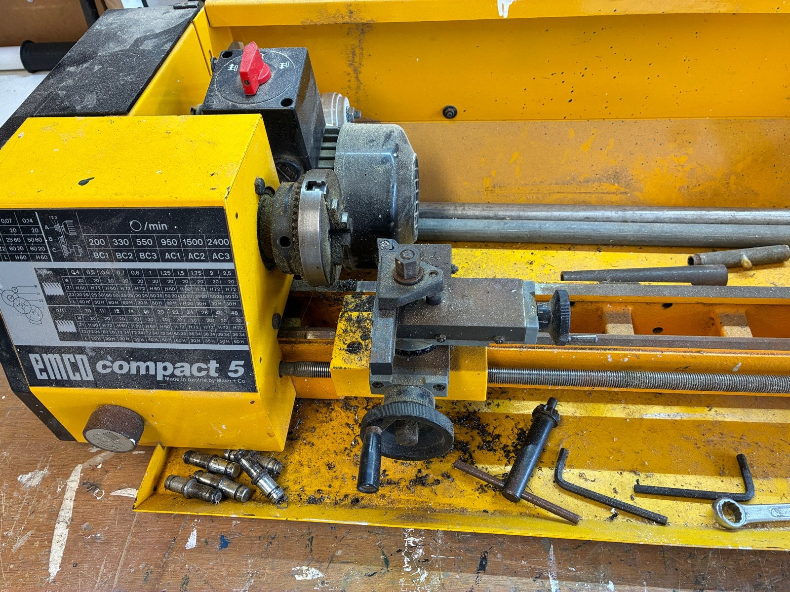 EMCO Compact 5 Metaaldraaibank met accessoires, Ophalen, Gebruikt, Metaaldraaibank, Minder dan 500 mm