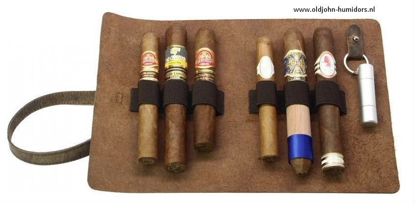 SIGARENTAS - CIGAR ROLL - ADORINI -ECHT LEER BRUIN   sk13741, Verzenden, Nieuw, Tabaksdoos of Verpakking