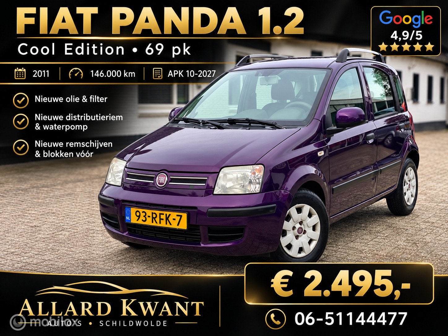 Fiat Panda 1.2 Edizione Cool - Nwe distributie - Apk 10-2027, Euro 5, Gebruikt, 1242 cc, Elektrische ramen