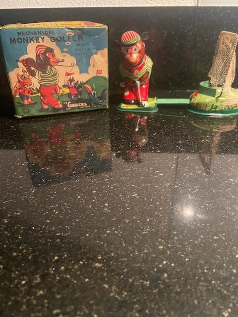 Monkey Golfer TPS Japan Gragstan windup 50er jaren, Ophalen of Verzenden