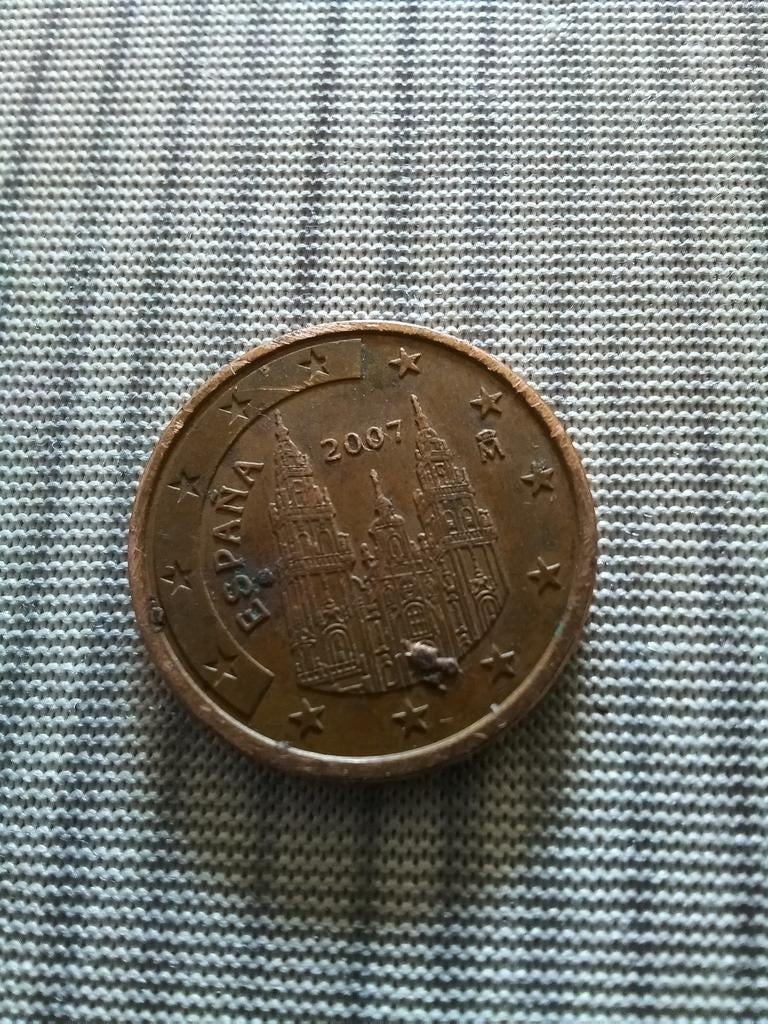 Zeldzame Spaanse 5 eurocent munt 2007 misdruk, Postzegels en Munten, Munten | Europa | Euromunten, Ophalen of Verzenden, Spanje