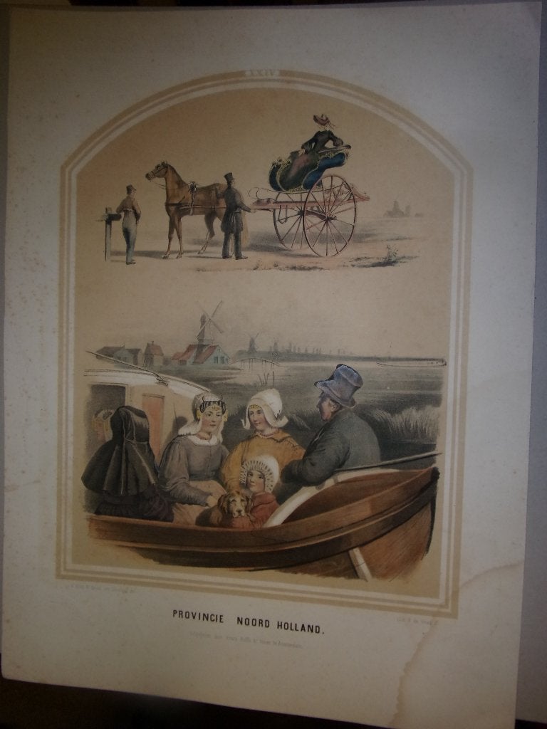 Klederdracht. Bing & Braet. Noord-Holland. Trekschuit, Sjees, 1800 - 1899, Ophalen of Verzenden, Blanco verso, 38 cm