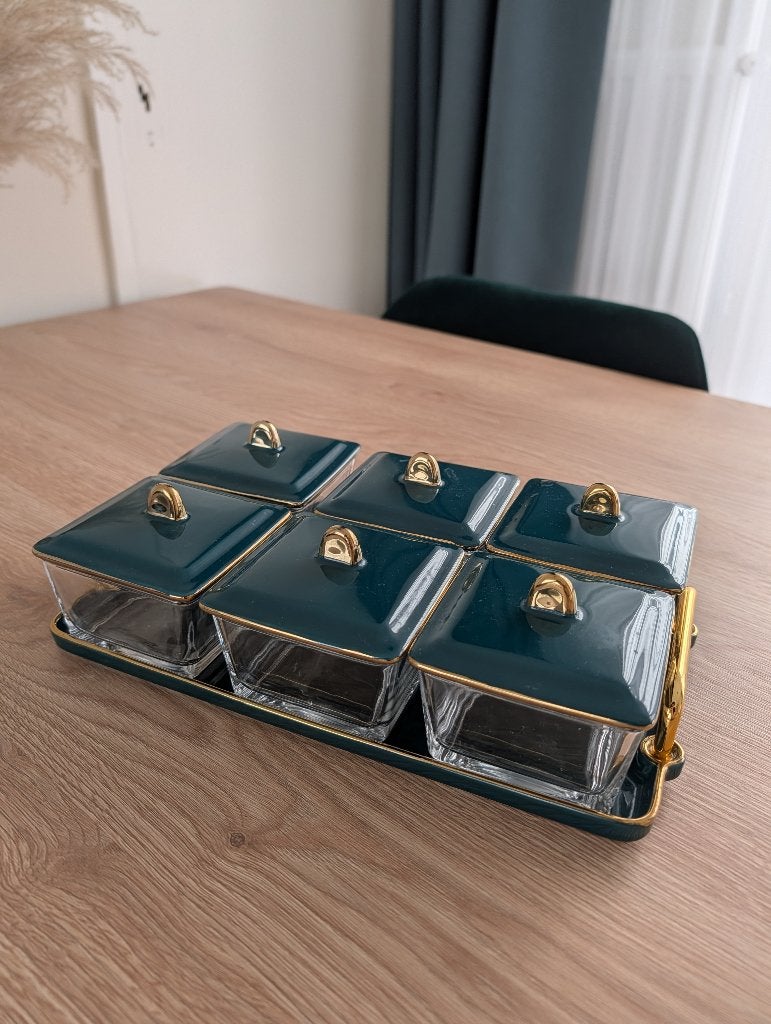 Glazen potjes met porseleinen deksel, Ophalen, Gebruikt, Glas, Pot, Bus of Blik