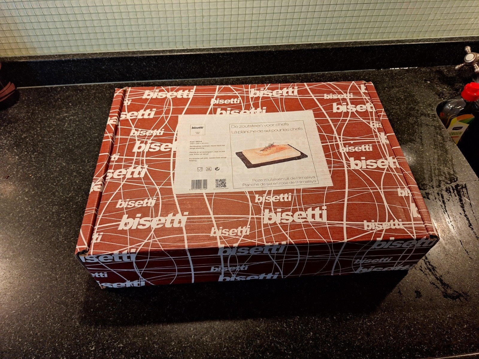 Bisetti Himalaya Zoutsteen met Houten Basis, Snij-/serveerplank, Ophalen of Verzenden, Meerkleurig, Overige merken