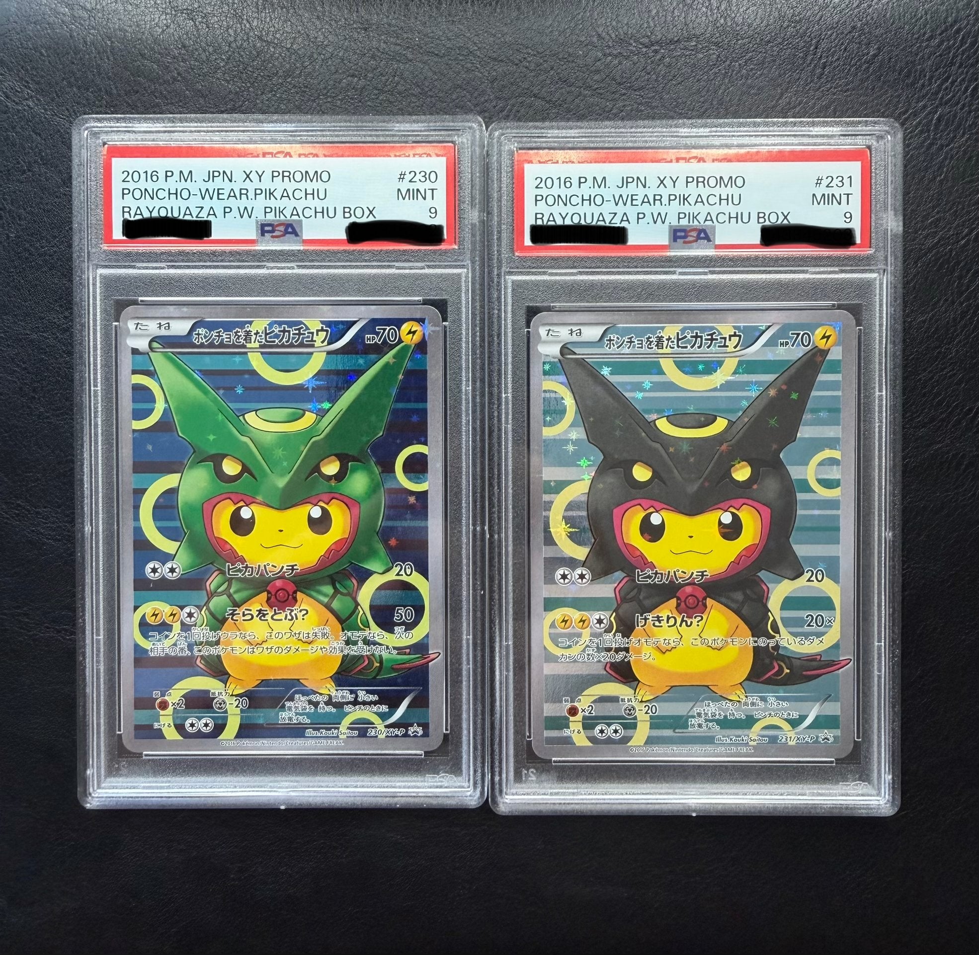 PSA 9 Sequential Poncho Pikachu Rayquaza #230/#231, Ophalen, Zo goed als nieuw, Meerdere kaarten