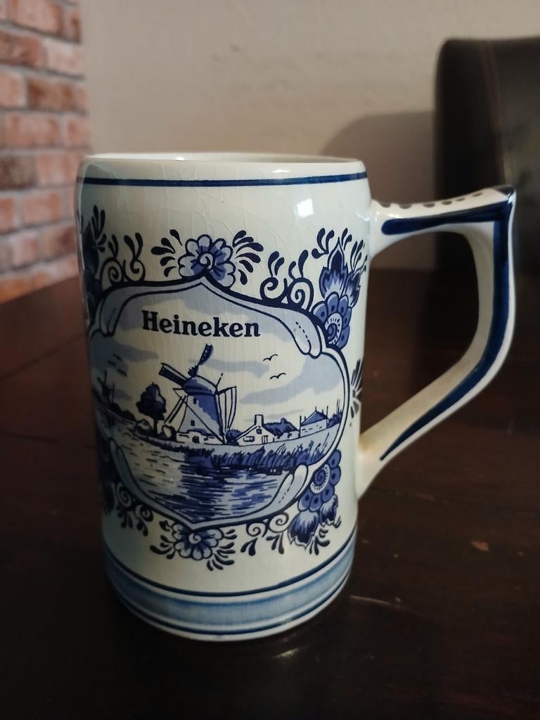 Heineken Delfts Blauw Bierpul - Molen & Zeilschip, Ophalen of Verzenden