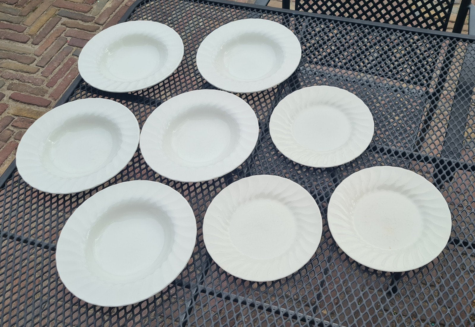 Set van 8 Churchill borden - Vintage Engels servies, Gebruikt, Keramiek, Vintage, Ophalen of Verzenden