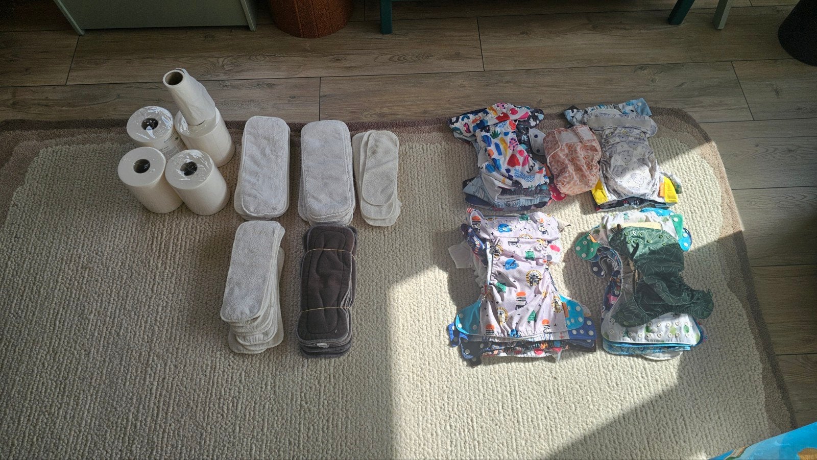 Complete set van 21 wasbare luiers met inleggers, Ophalen, Zo goed als nieuw