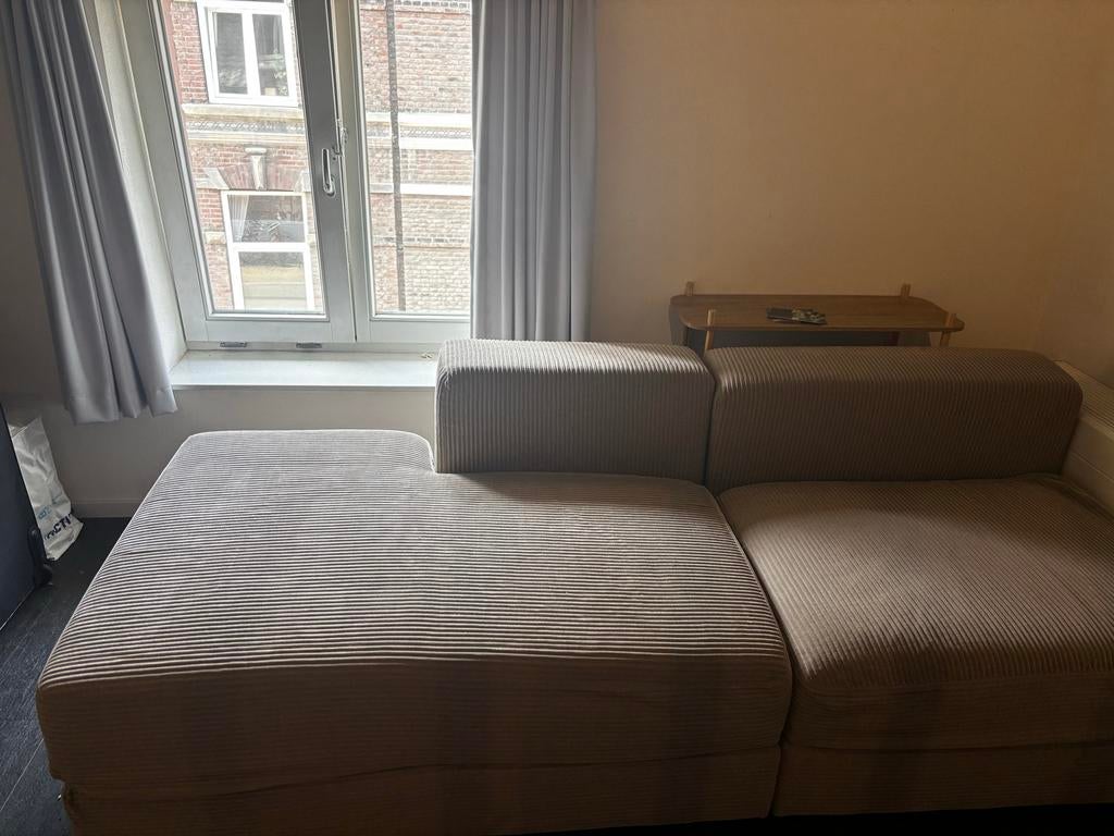 Nieuwe bank met ribstof en opslagruimte, Ophalen, 100 tot 125 cm, Driepersoons, Zo goed als nieuw