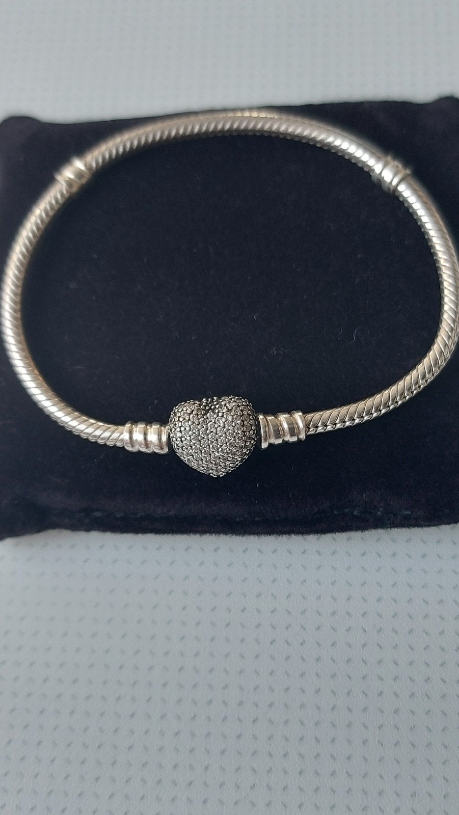 Originele Pandora zilveren armband hart sluiting zirkonia's, Met kristal, Nieuw, Ophalen of Verzenden, Zilver