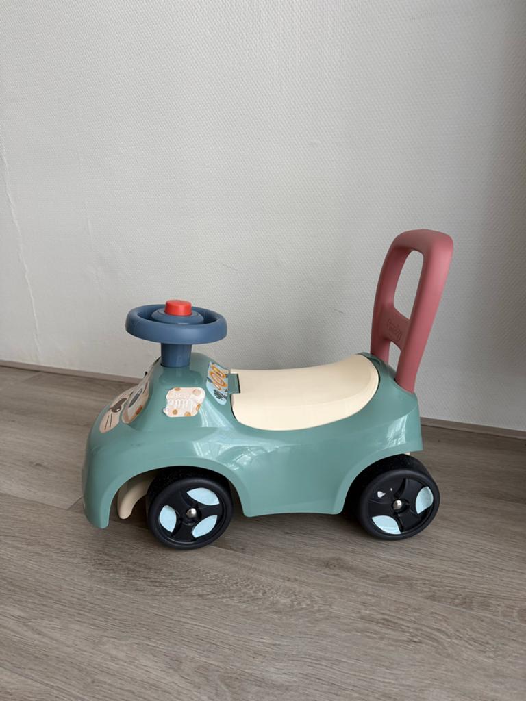 Smoby loopauto groen met duwstang, Ophalen, Gebruikt, Loopvoertuig