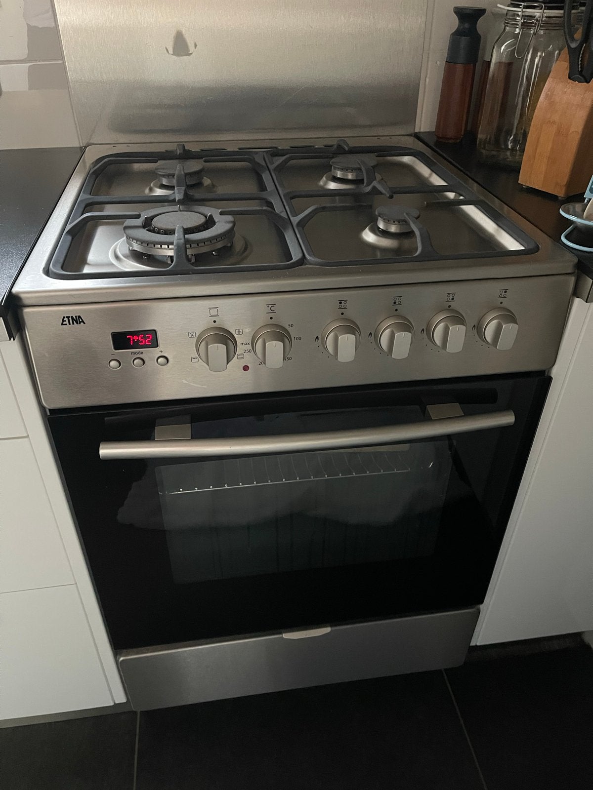 ETNA Vrijstaand Gasfornuis met Oven - Zilver, Ophalen, Gebruikt, 60 cm of meer, 4 kookzones