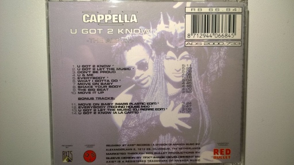 Cappella - U Got 2 Know The Album, Ophalen of Verzenden, Zo goed als nieuw, Dance, Album