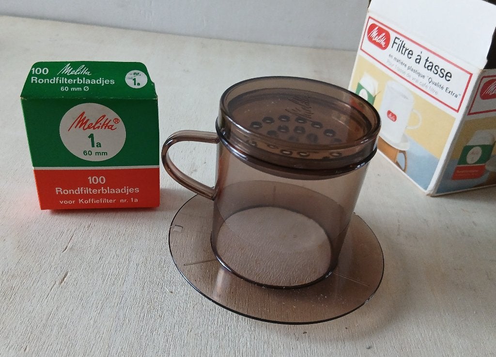 Vintage Melitta kopfilter koffiezetapparaatje, Kunststof, Overige merken, Overige typen, Ophalen of Verzenden