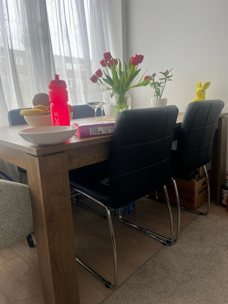 Eettafel VEDDE 90x160 wild donker eiken dinning table, Gebruikt, 150 tot 200 cm, Ophalen of Verzenden, 150 tot 200 cm