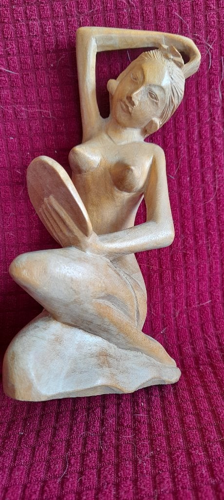 Art Deco Balinees - Dorpsmeisje voor Spiegel, Antiek en Kunst, Kunst | Beelden en Houtsnijwerken, Minder dan 20 cm, Verzenden