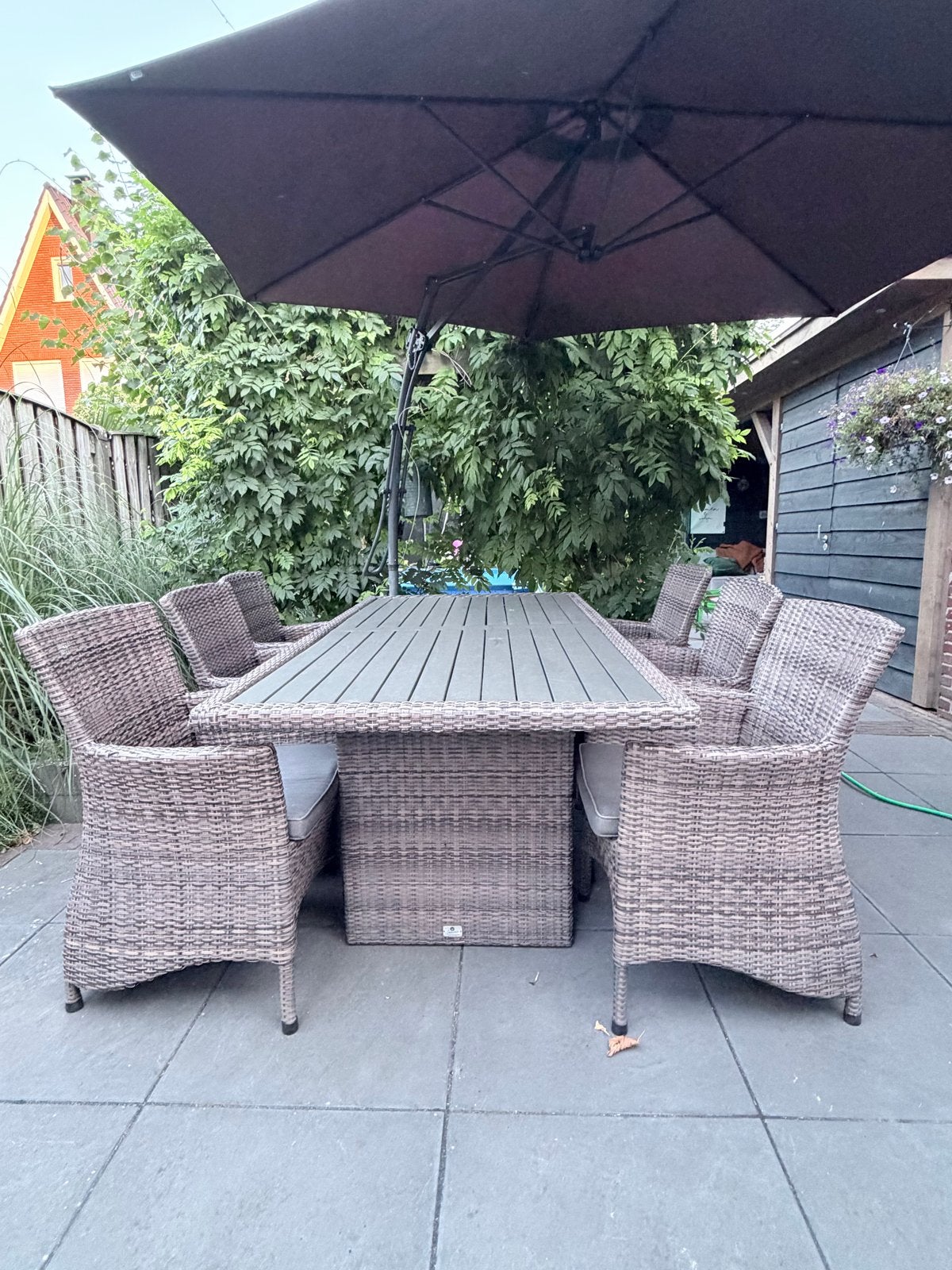 4 Seasons Wicker Tuinset 6-persoons - 100x200cm Tafel, Gebruikt, Eettafel, 6 zitplaatsen, Ophalen of Verzenden