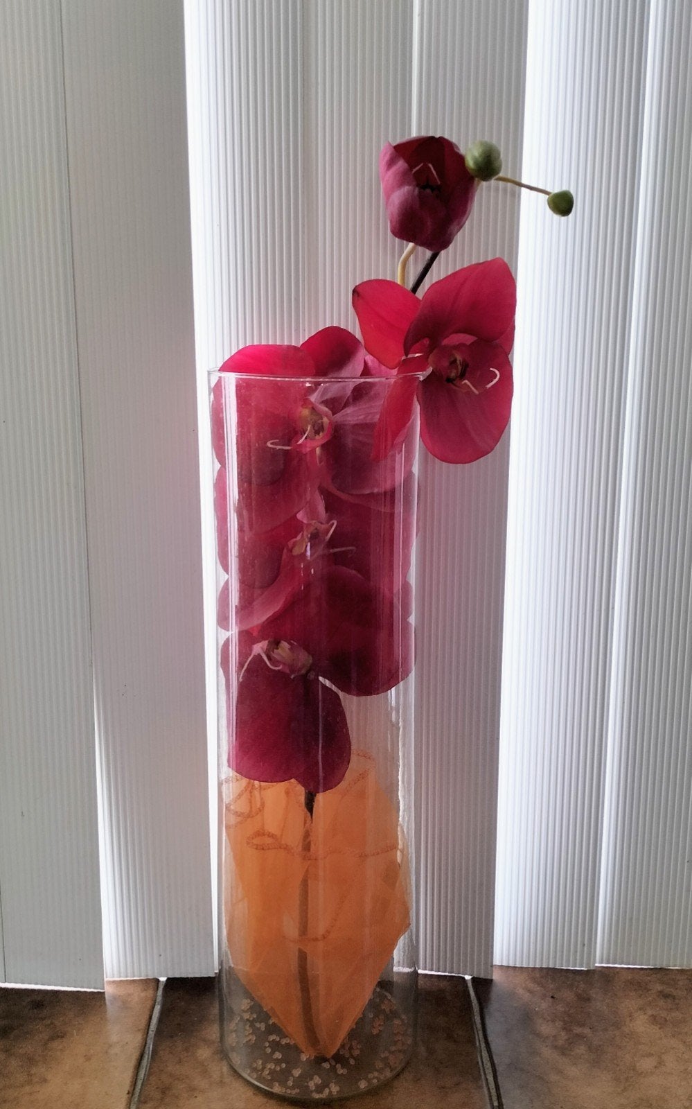 Kleuren kunst Orchidee Bloemen met glas vaas, Huis en Inrichting, Woonaccessoires | Zuilen en Pilaren, Ophalen of Verzenden, Zo goed als nieuw
