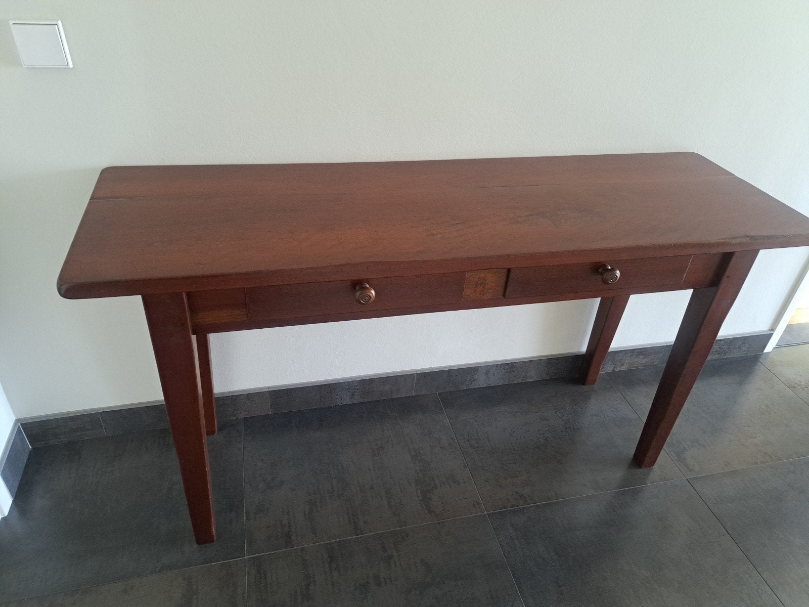 Vintage houten sidetable met lades, Gebruikt, 100 tot 150 cm, Vintage, Klassiek, Ophalen of Verzenden