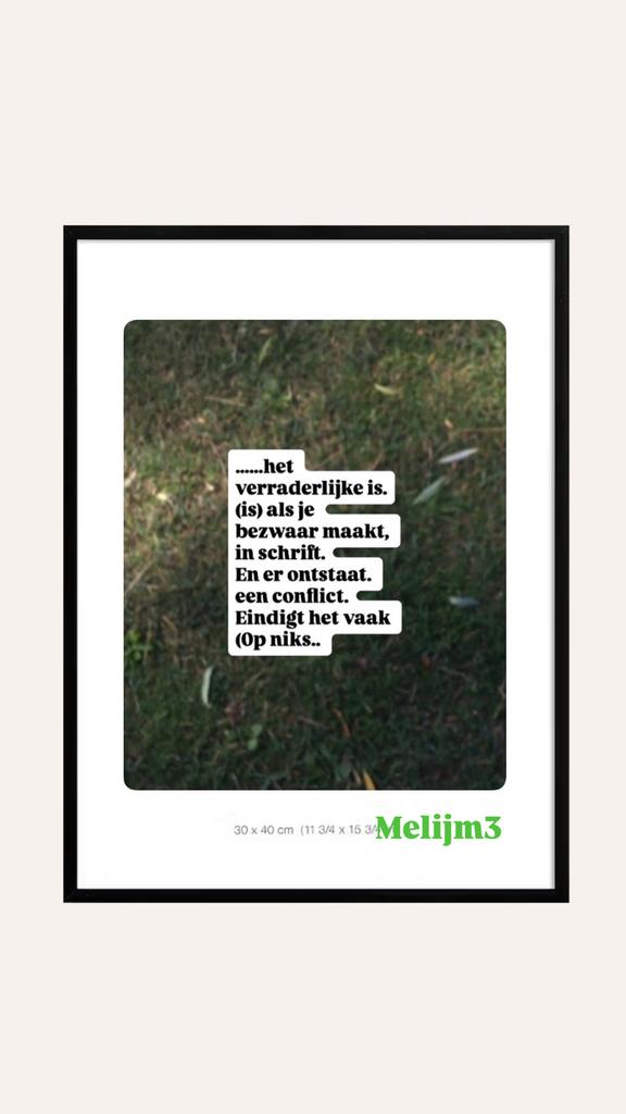 Melijm3 Kunstprint: 'Het verraderlijke is...' (30x40 cm), Oorspronkelijke maker, Nieuw, Ophalen of Verzenden, Print