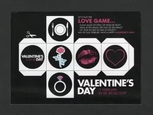 Valentijnsdag Valentine's Day Love Game Bioscoop., Ophalen of Verzenden, 1980 tot heden, Ongelopen, Cultuur en Media