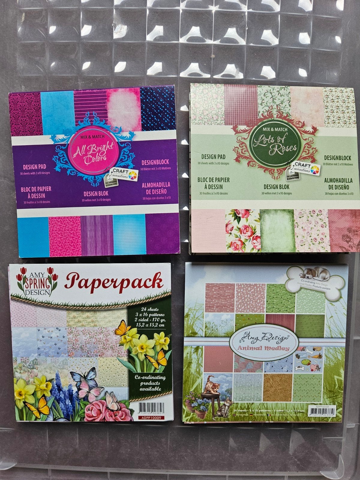 Design block papier, 4 blokken, Ophalen, Zo goed als nieuw, Papier of Karton