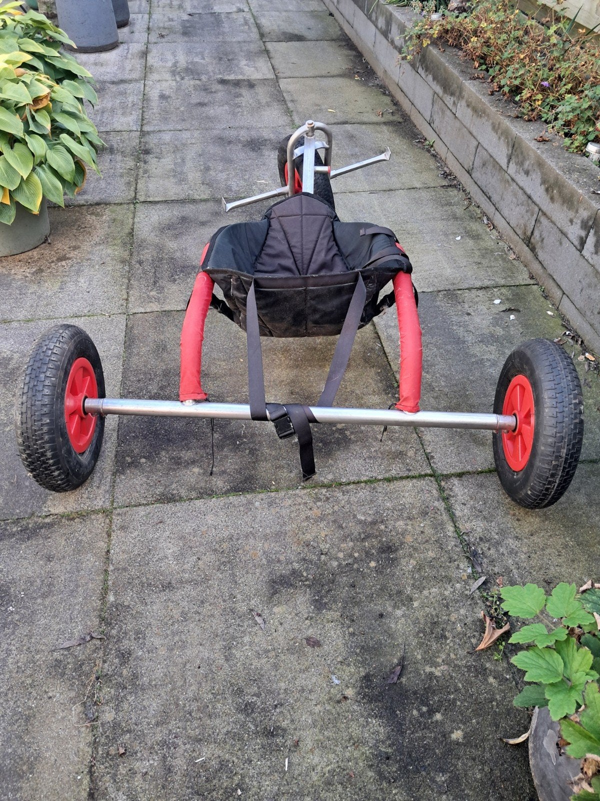 Kitebuggy met RVS frame en kruiwagenwielen, Ophalen