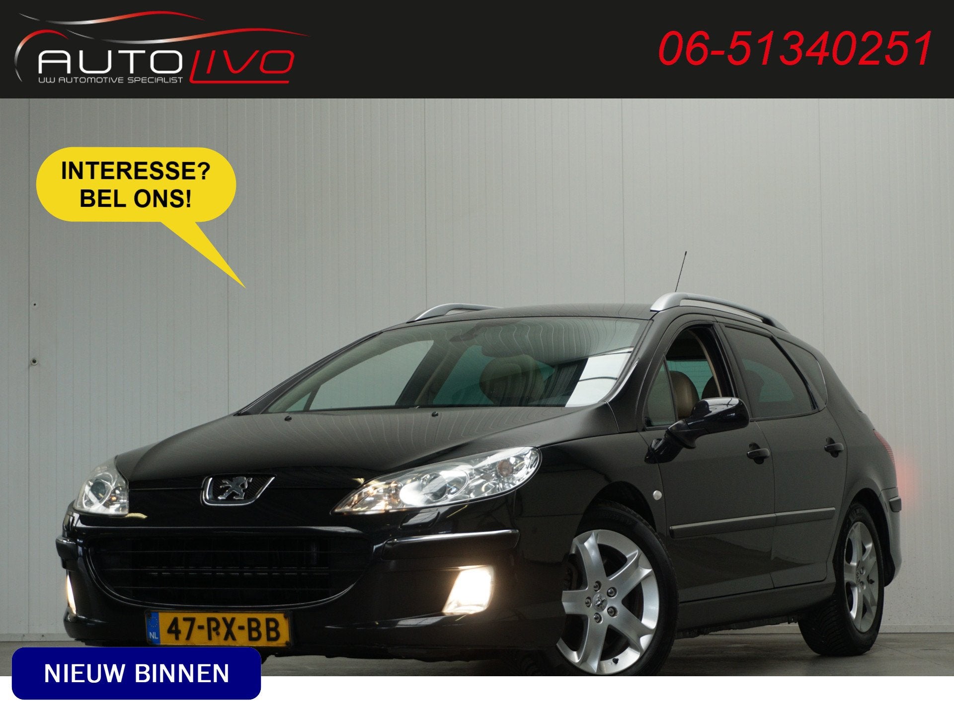 Peugeot 407 SW 3.0-24V V6 XT Pack AUTOMAAT! NL AUTO! PANO JB, Gebruikt, Zwart, 2947 cc, Euro 4