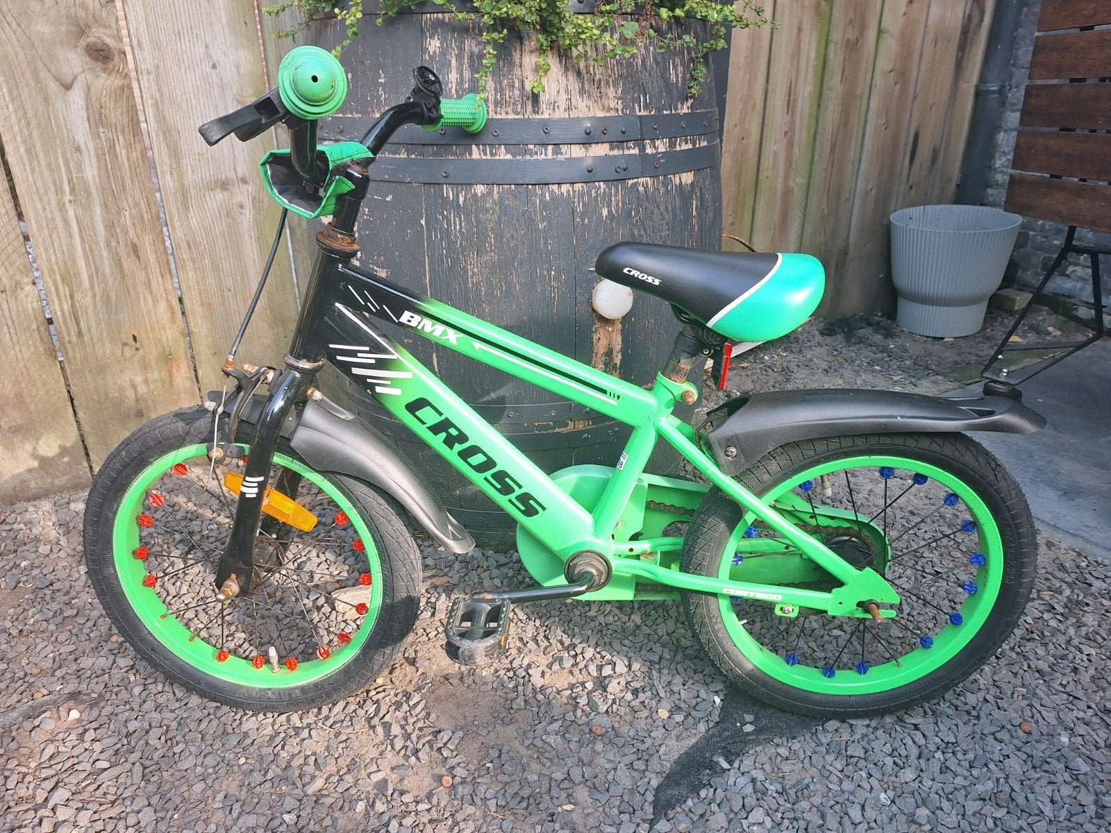 Cross BMX kinderfiets - Groen/Zwart, Velgrem, Cross, Ophalen of Verzenden, 16 tot 20 inch