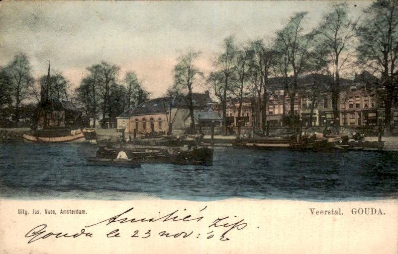 Oude ansichtkaart Veerstal Gouda, Gelopen 1902, Ophalen of Verzenden, Voor 1920, Gelopen, Zuid-Holland