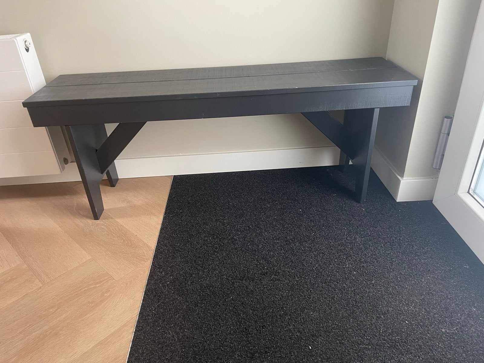 Halbankje zwart hout van Woood - 120x30x46 cm, Ophalen, Gebruikt, Zwart, Hout