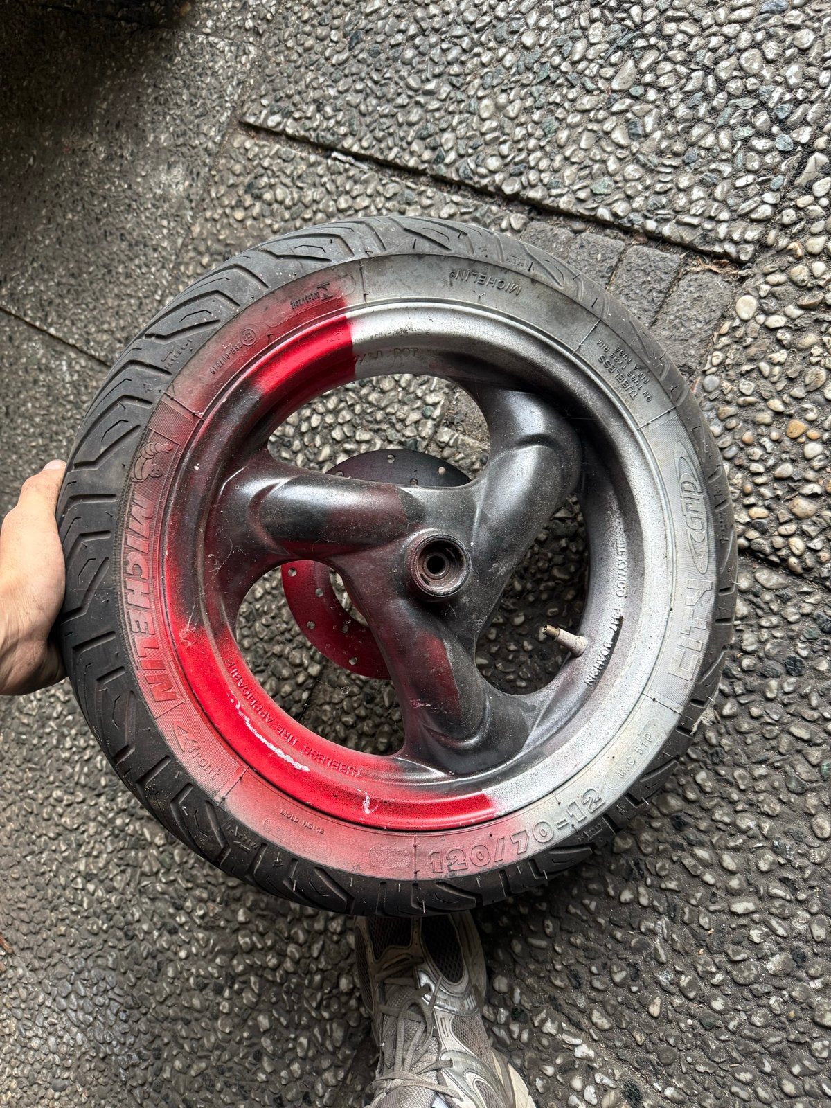 Kymco voorwiel 12 inch - Lelijk gespoten, Ophalen, Gebruikt, Overige typen, Kymco